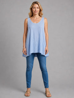 Plain Cotton Tank Top Sky Blue