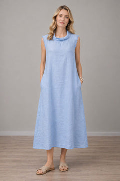 Linen Tank Dress Azure