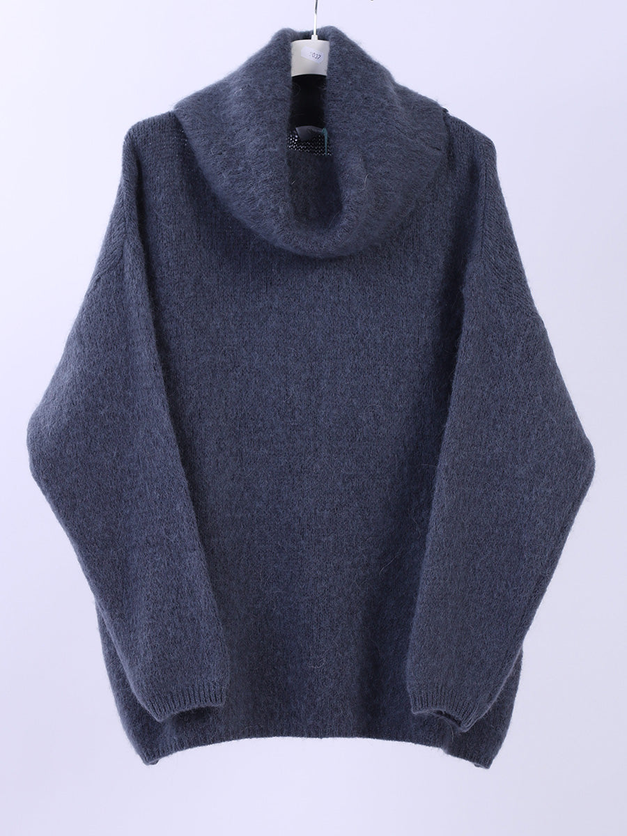  Boxy Woolen Knit Jumper Charcoal