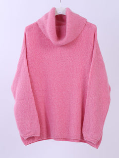  Boxy Woolen Knit Jumper Pink