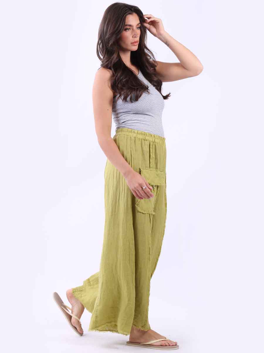 Raw Edge Wide Leg Linen Trouser