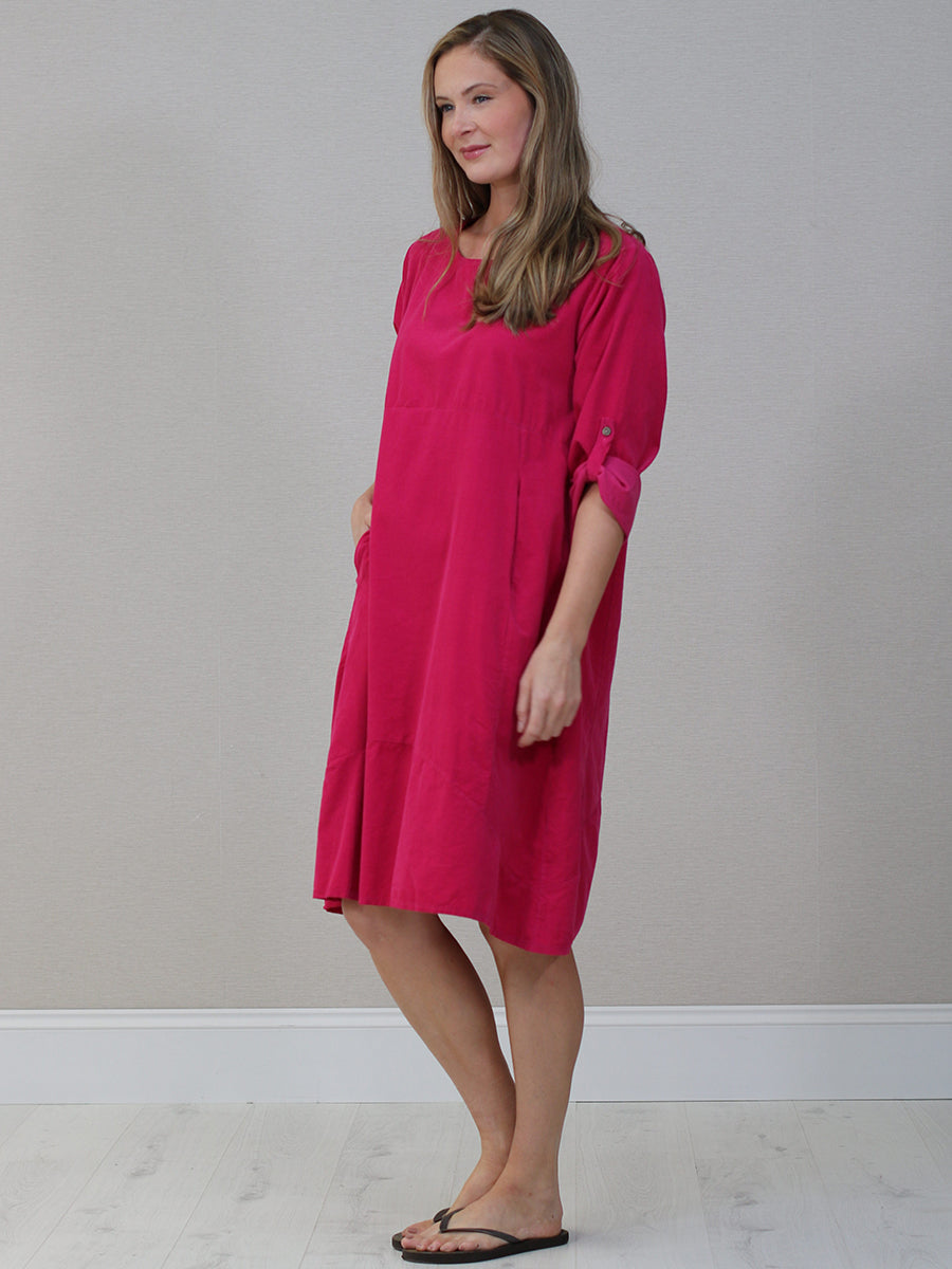 Women Plain Corduroy Midi Dress