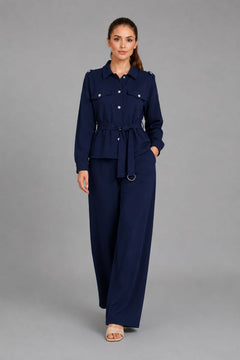 Button Down Shirt CoOrd Set Navy