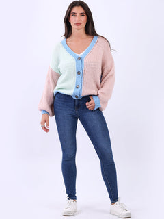 Button Down Knitted Cardigan Denim