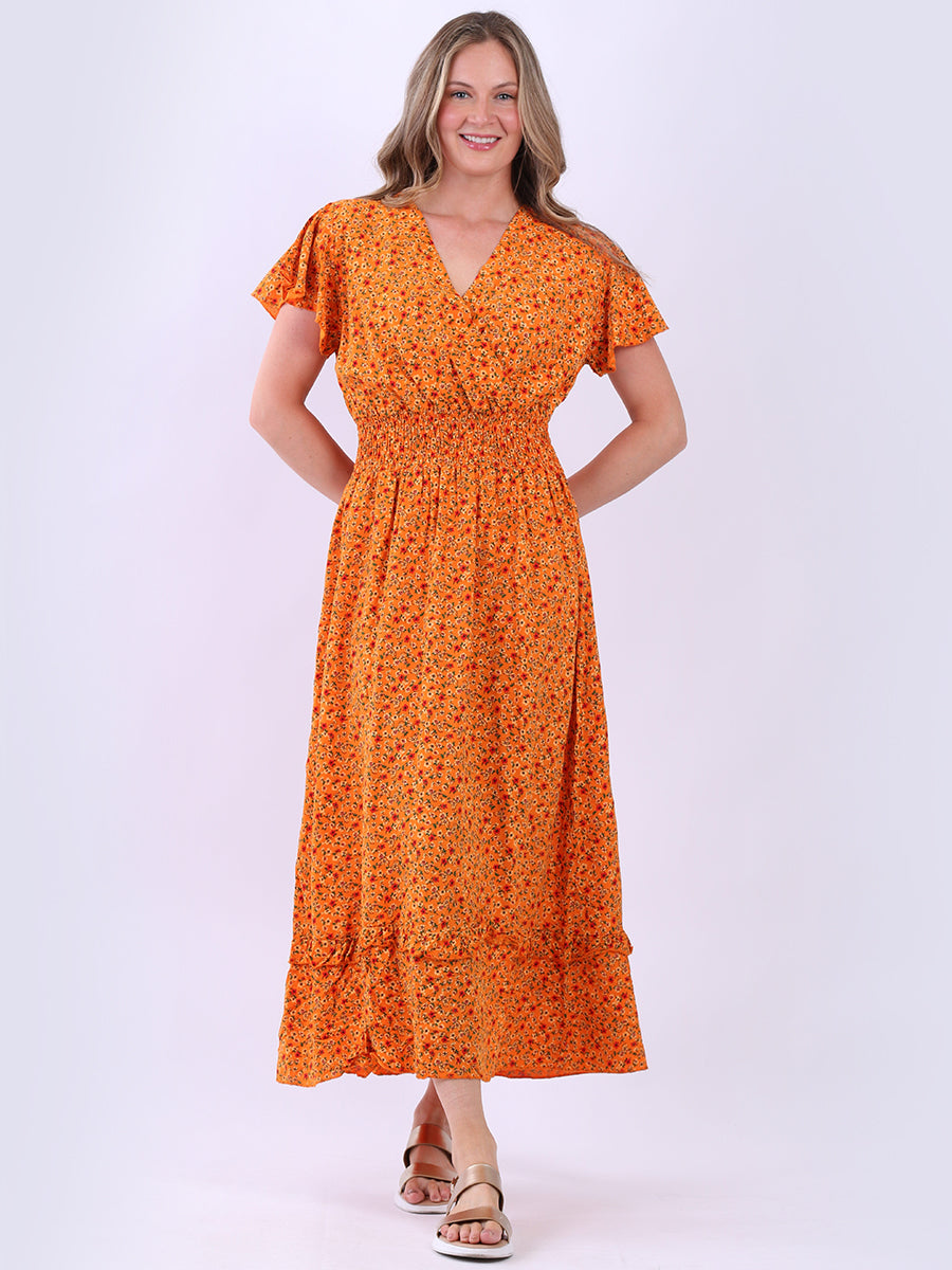 Floral Boho Maxi Dress Orange