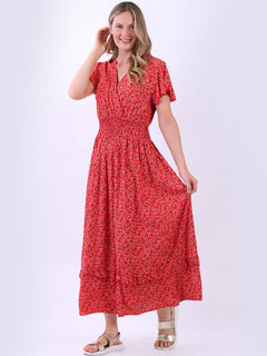 Floral Boho Maxi Dress Red