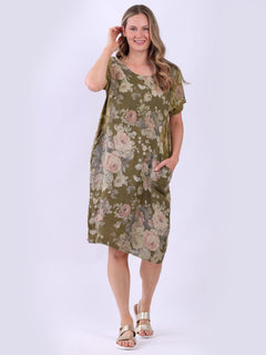 Women Floral Shift Dress Olive