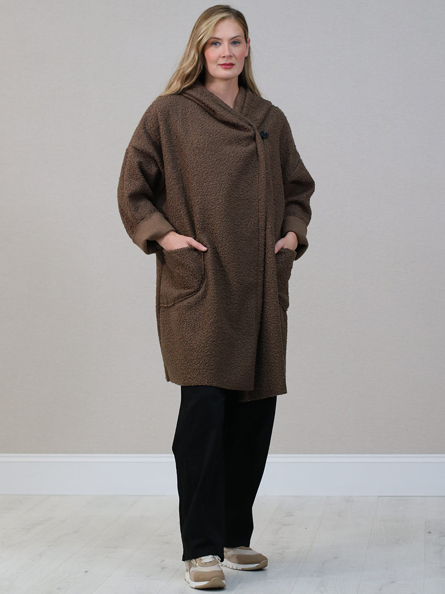 Woolen Lagenlook Jacket Dark Mocha