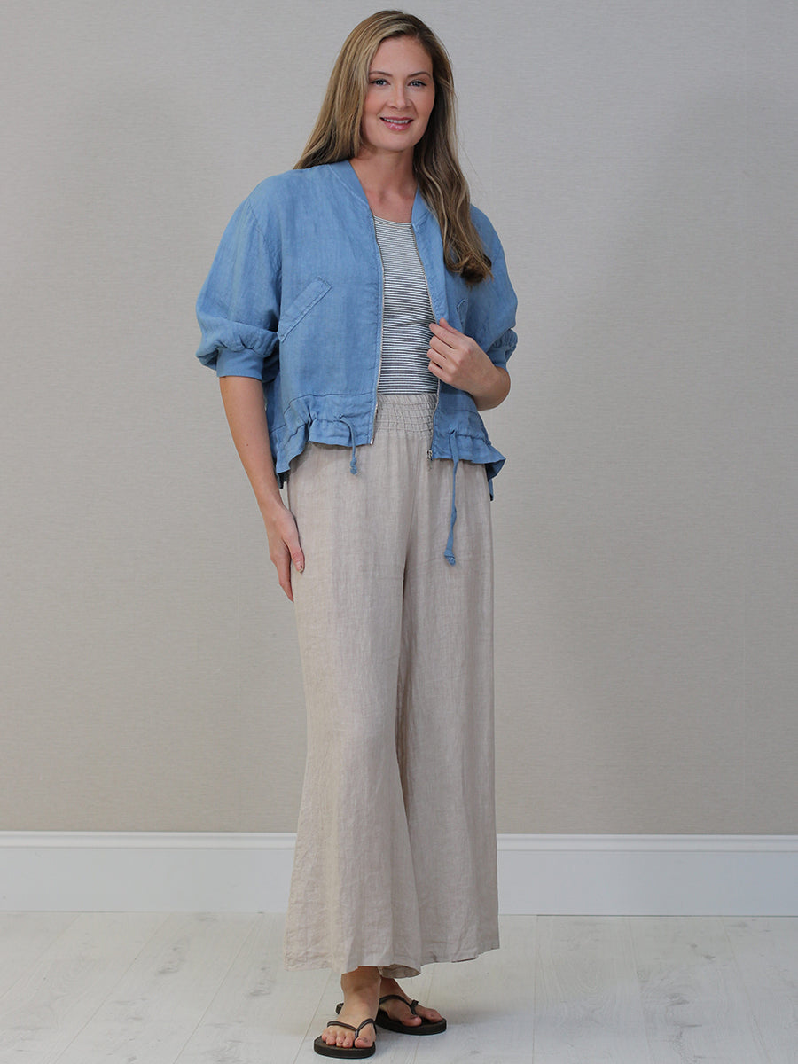 Crop Linen Jacket Denim