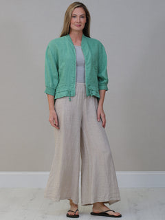Crop Linen Jacket Sage