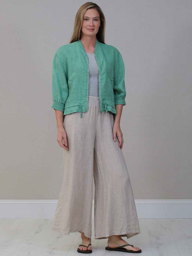 Crop Linen Jacket Sage