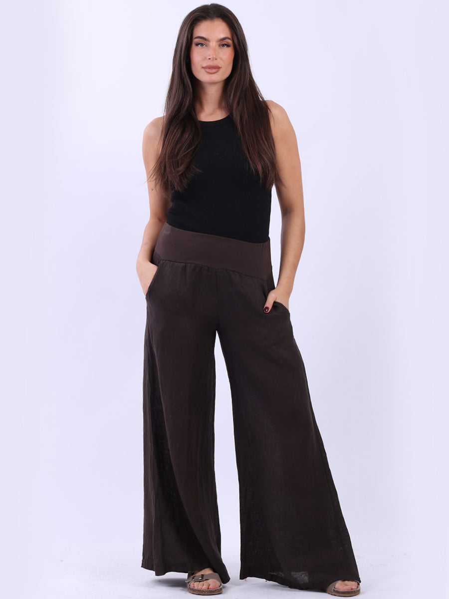 Wide Leg Linen Trouser Chocolate