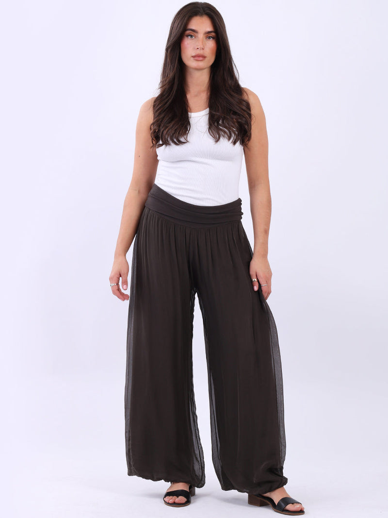 Wide Leg Silk Trouser Chocolate