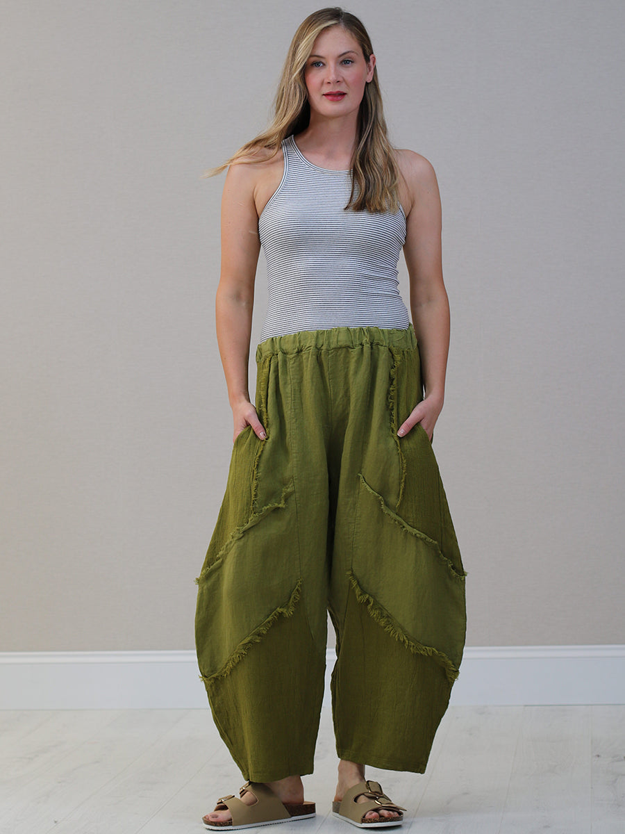Women Linen Trouser Olive