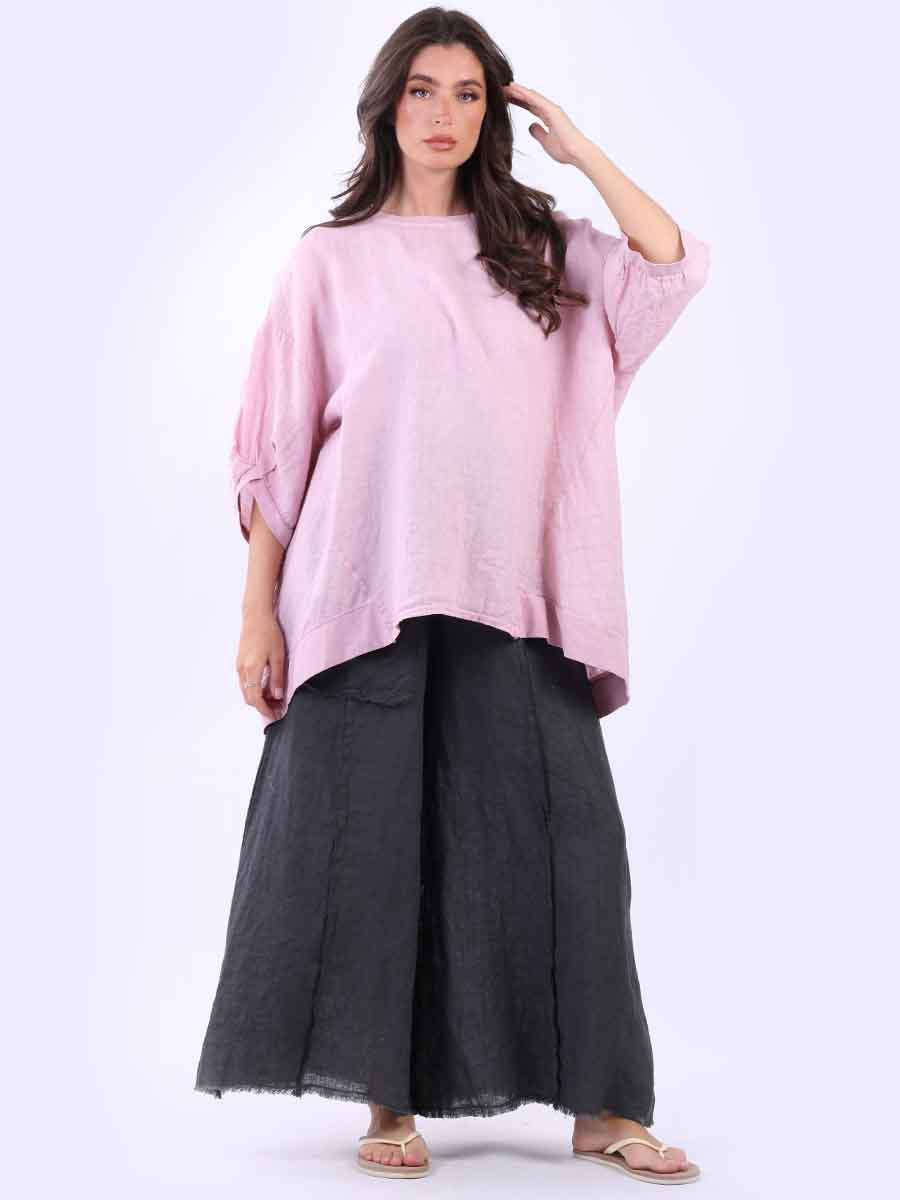 Plus Size Plain Linen Blouse