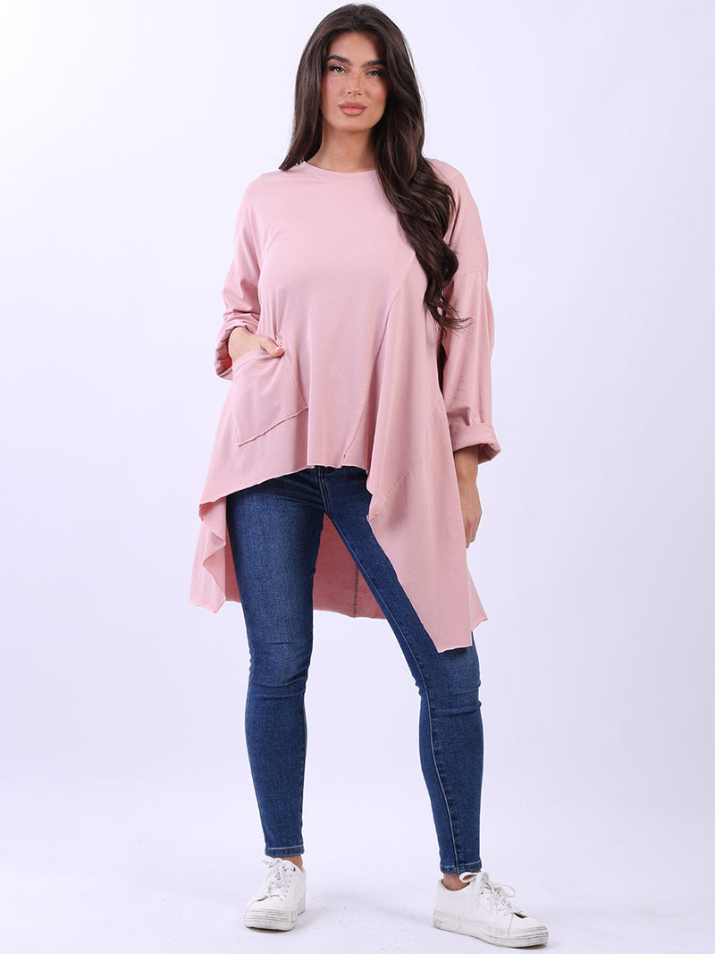 Plus Size Batwing Cotton Top Pink