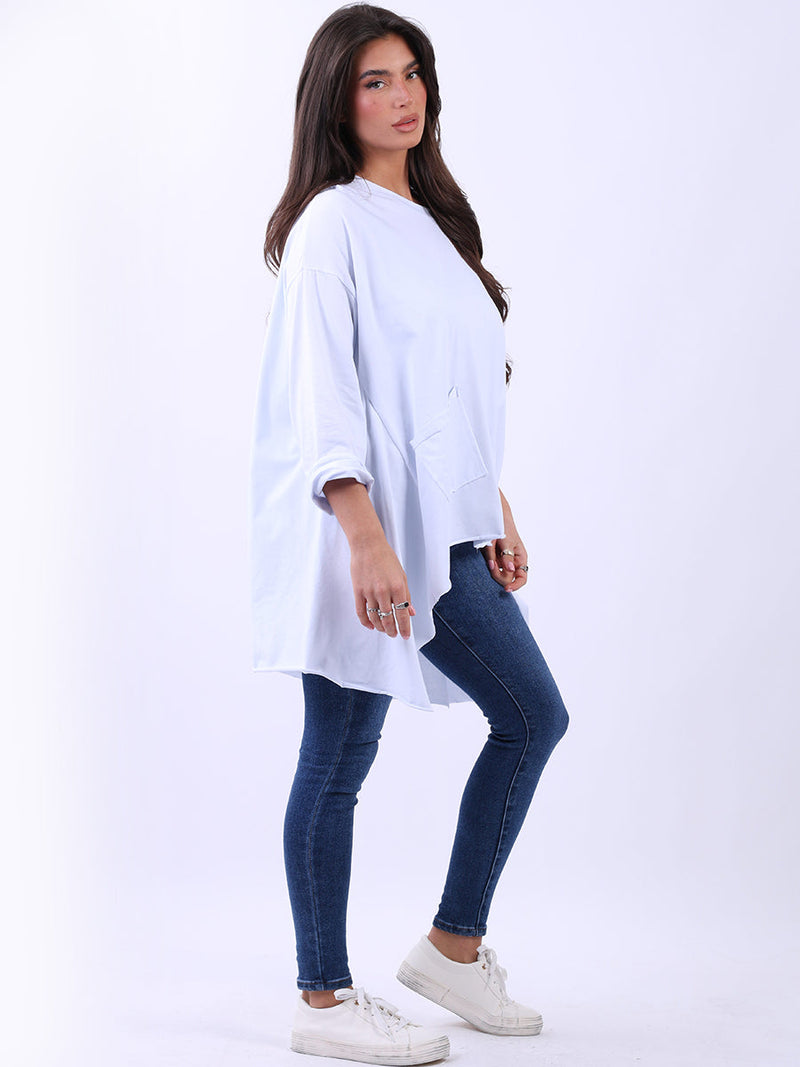 Plus Size Batwing Cotton Top White