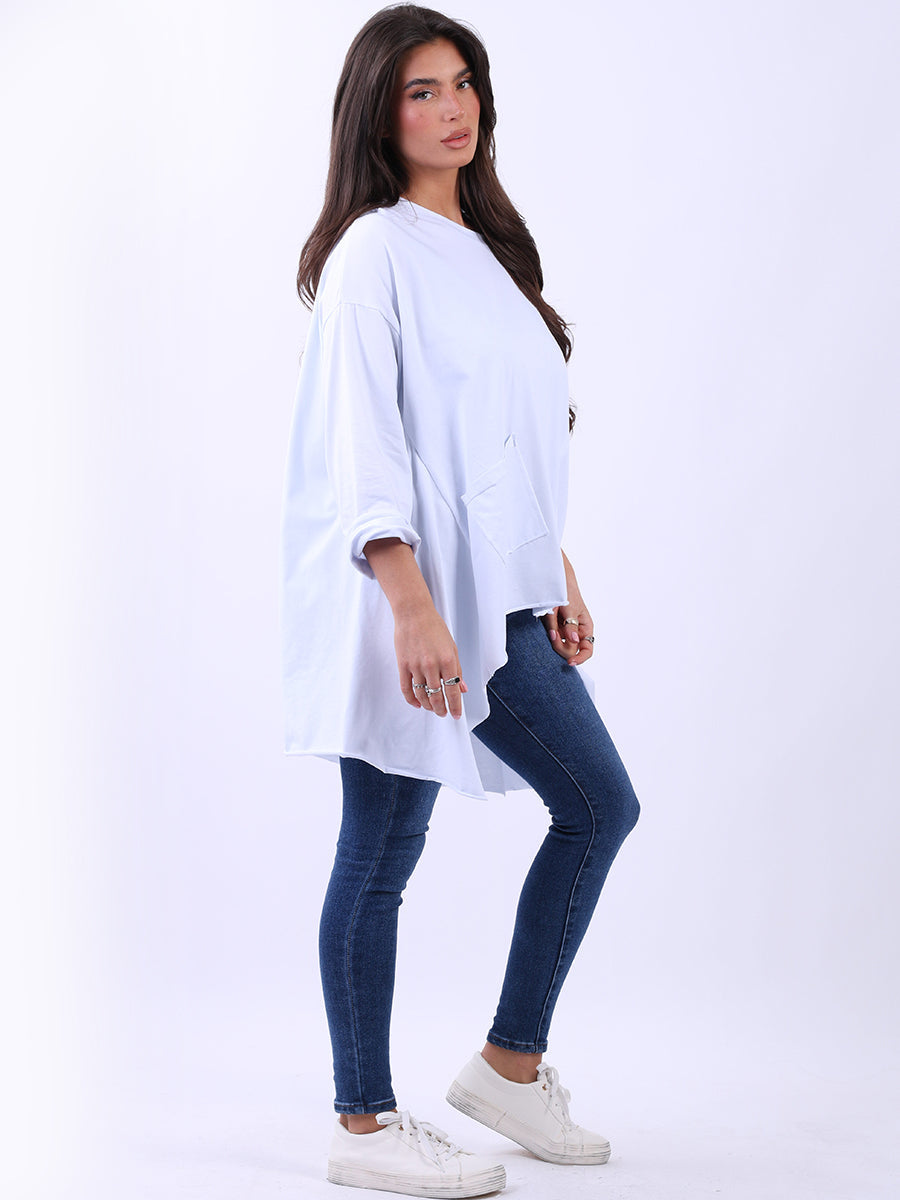 Plus Size Batwing Cotton Top White