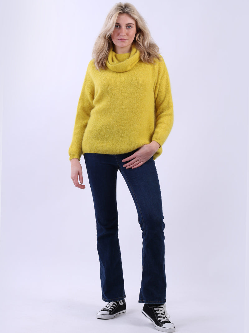  Boxy Woolen Knit Jumper Mustard