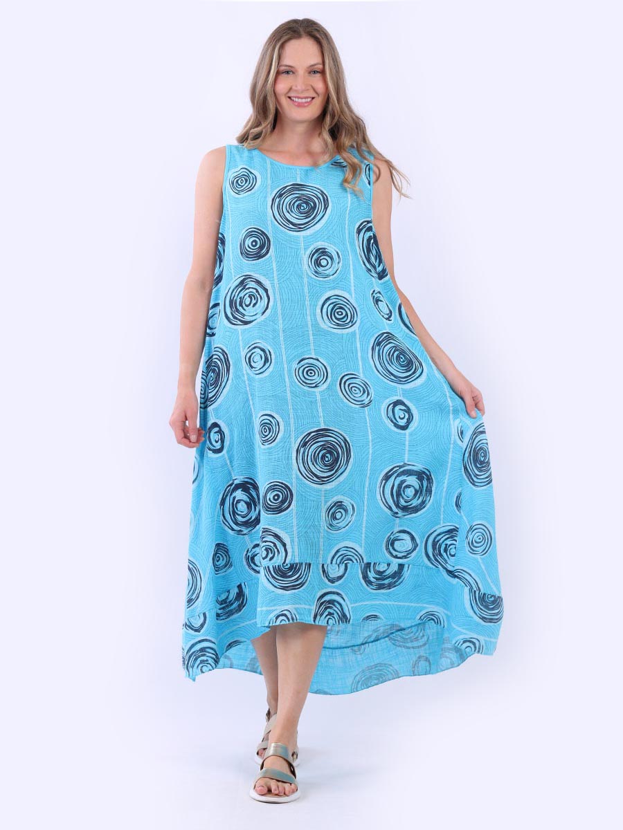 Sleeveless Oversized Cotton Dress Azure