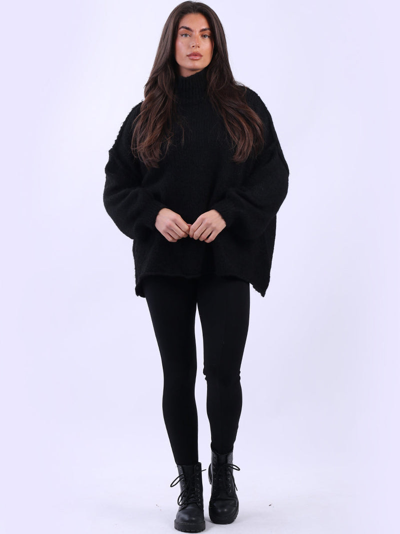 Turtle Neck Wooly Jumper Black