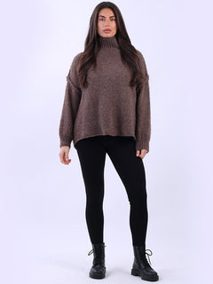 Turtle Neck Wooly Jumper Dark Mocha