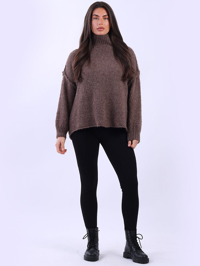 Turtle Neck Wooly Jumper Dark Mocha