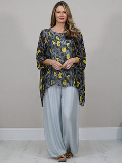 Oversized Silk Top Black