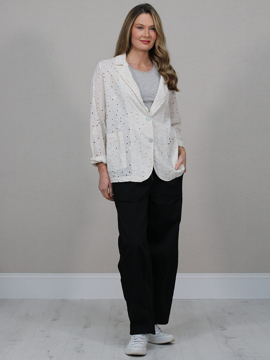 Broderie Eyelet Cotton Jacket Beige