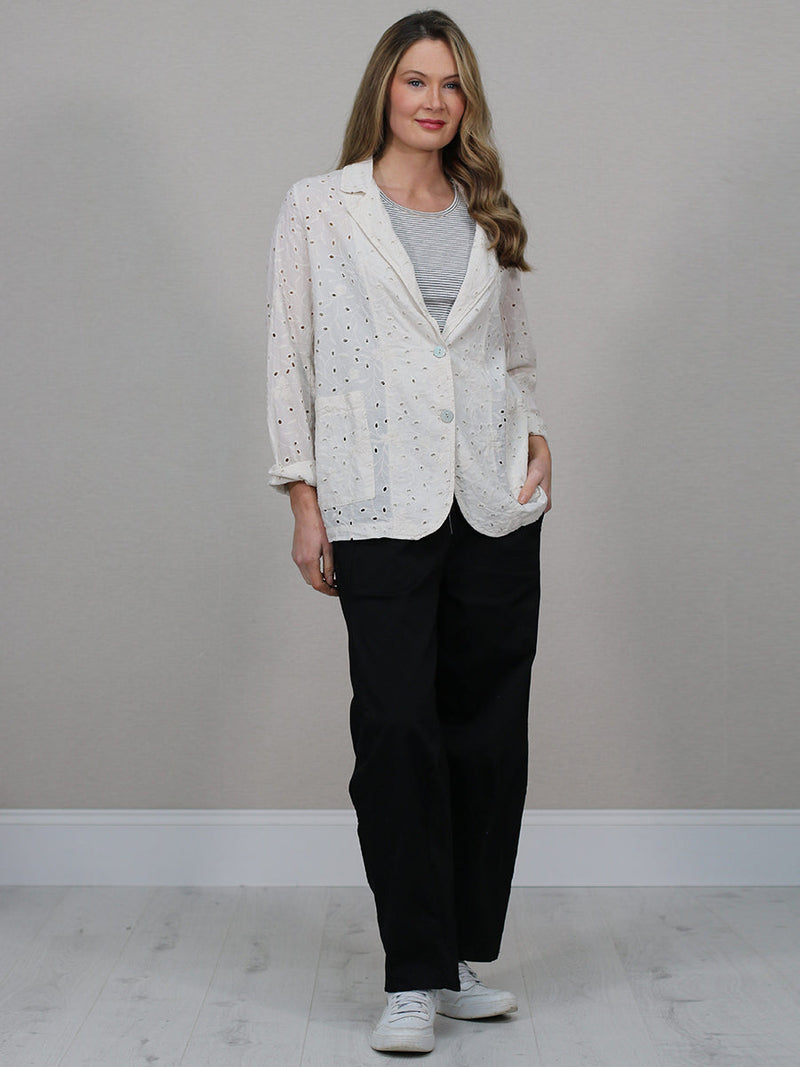 Broderie Eyelet Cotton Jacket Beige
