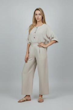 Plain Cotton Shirt Beige