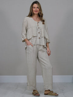 Linen Crop Jacket Beige