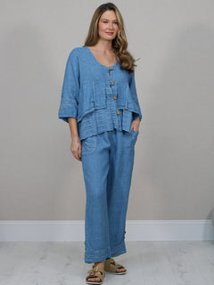 Linen Crop Jacket Denim