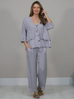 Linen Crop Jacket Silver