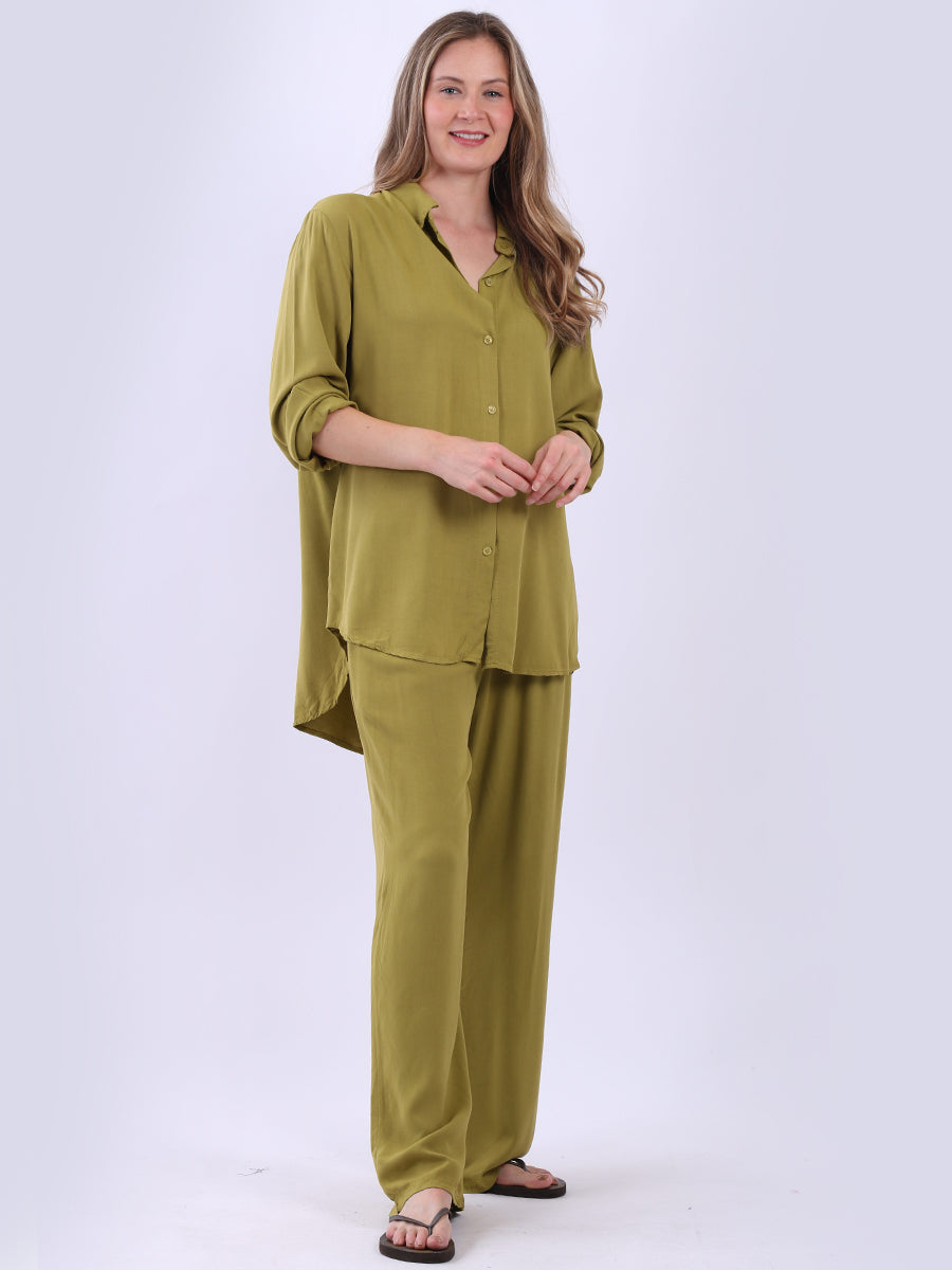 Solid Button Down Shirt Olive