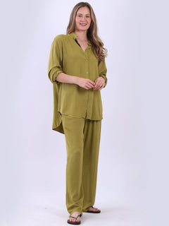 Solid Button Down Shirt Olive