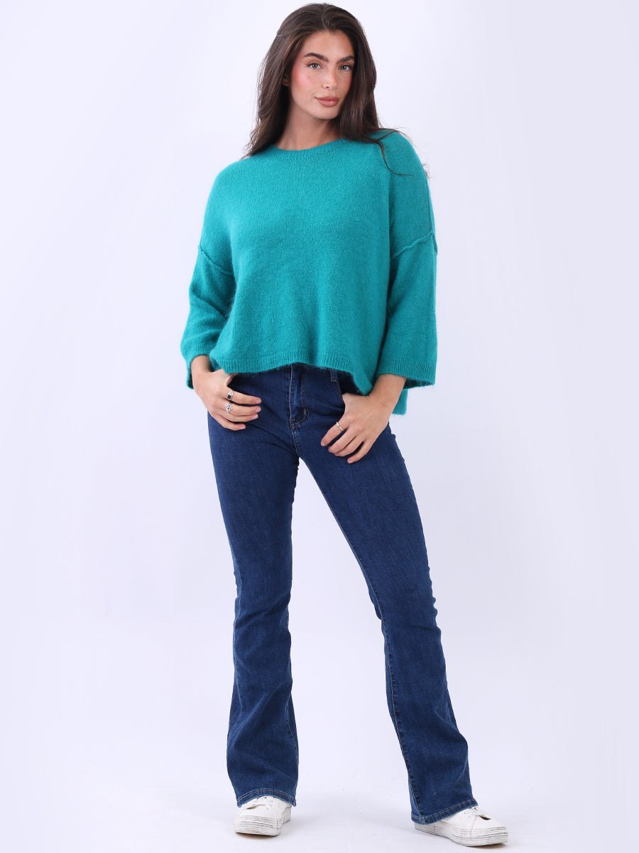 Knitted Crop Jumper Aqua