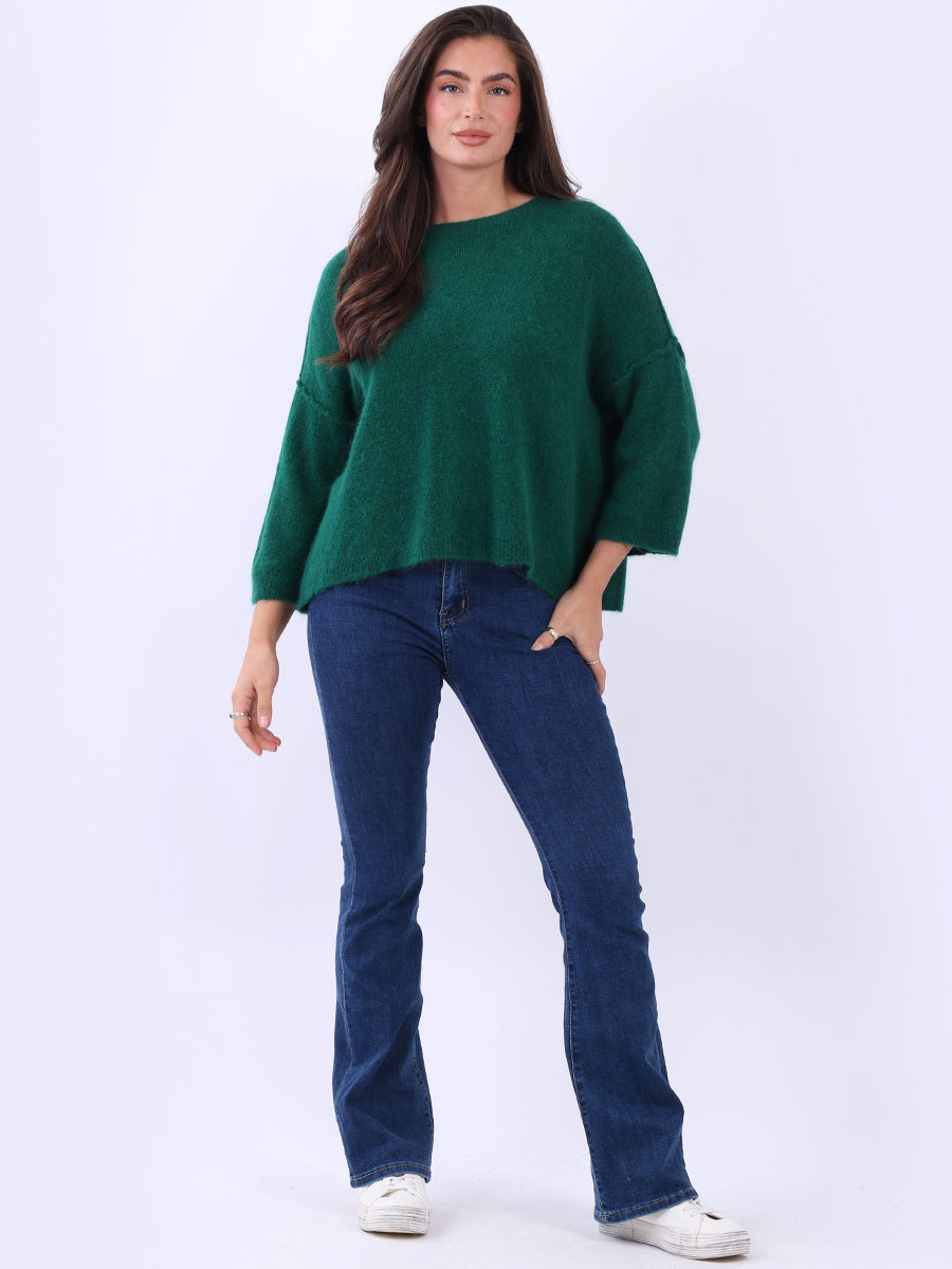 Knitted Crop Jumper Bottle Green