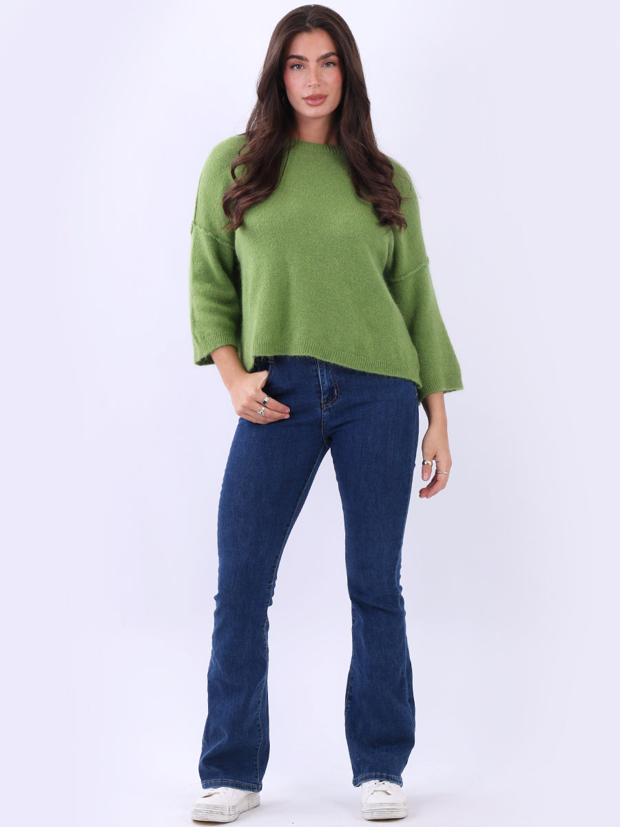 Knitted Crop Jumper Lime Green