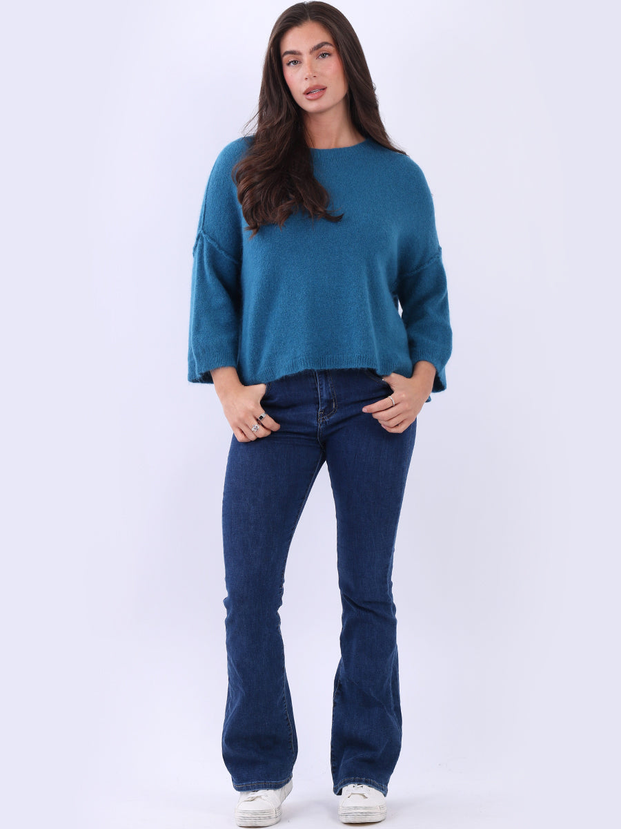 Knitted Crop Jumper Teal