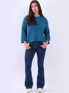 Knitted Crop Jumper Teal