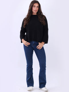 Knitted Crop Jumper Black