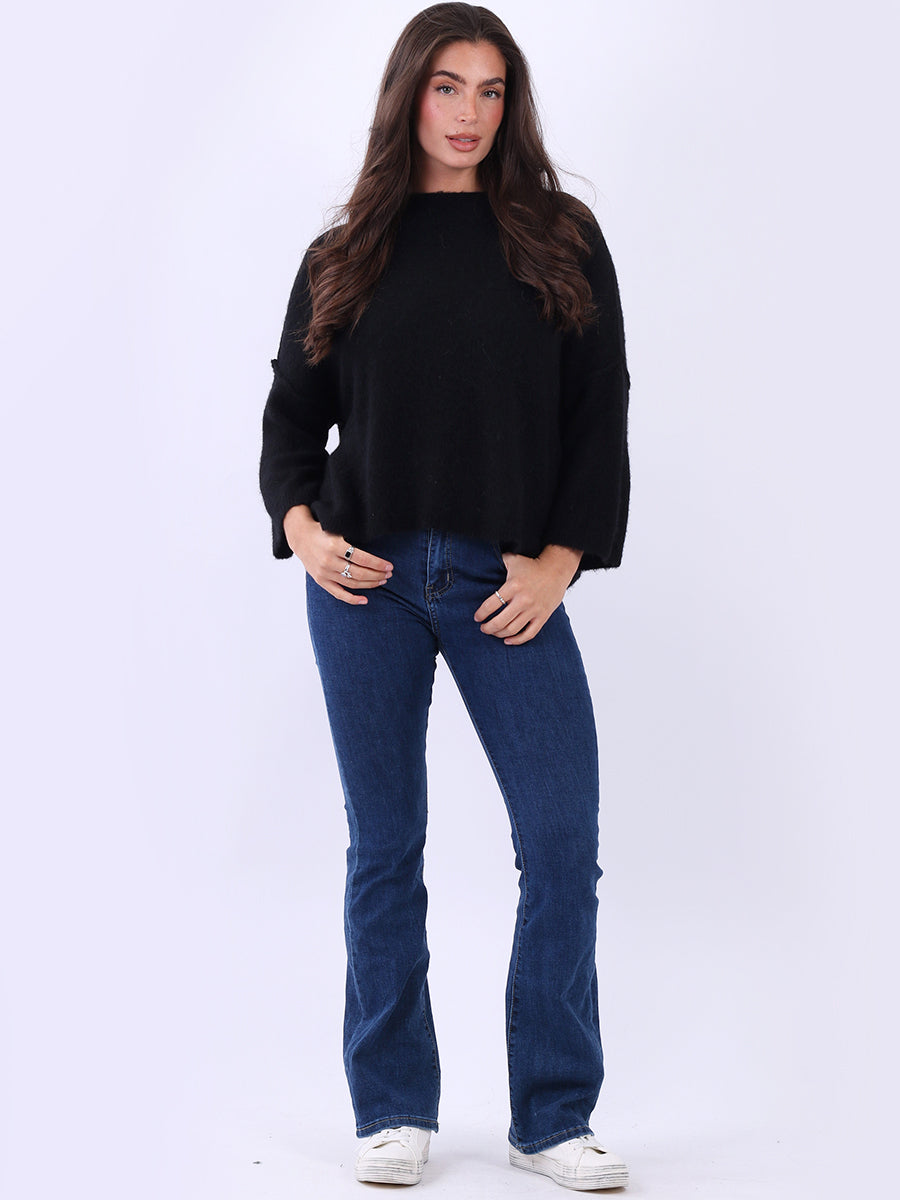 Knitted Crop Jumper Black
