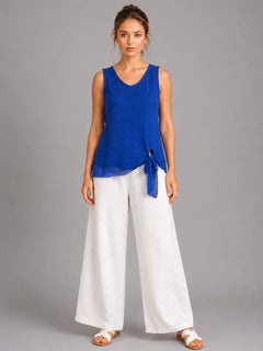 Plain Linen Vest Top Royal Blue