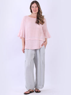Plain Linen Top Pink