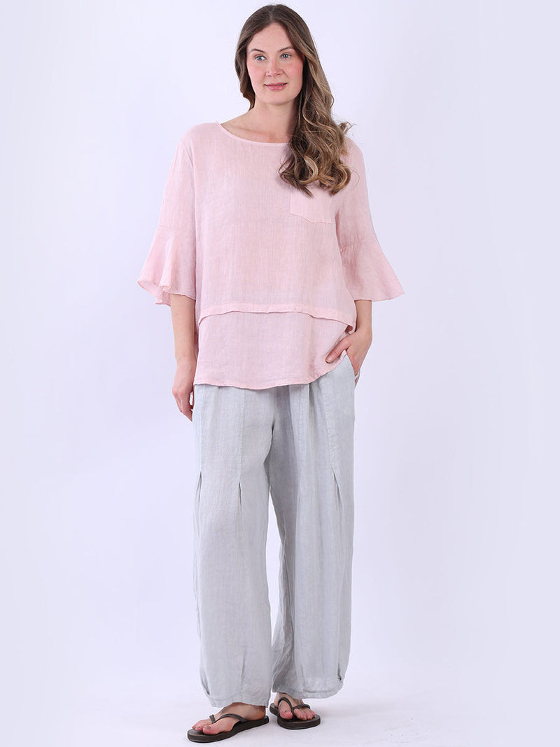 Plain Linen Top Pink