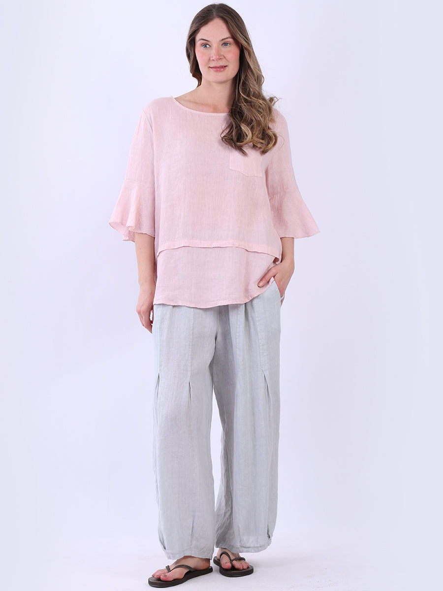 Plain Linen Top Pink