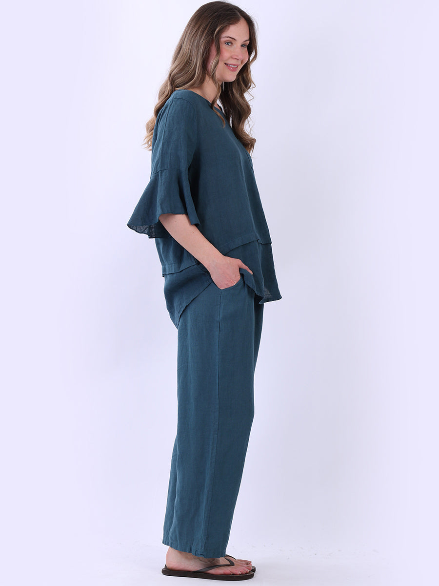 Bell Arms Solid Linen Blouse