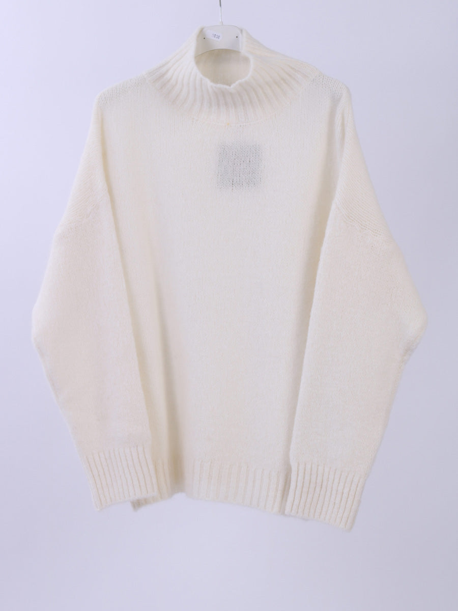Knitted Crop Woolen Jumper Beige 