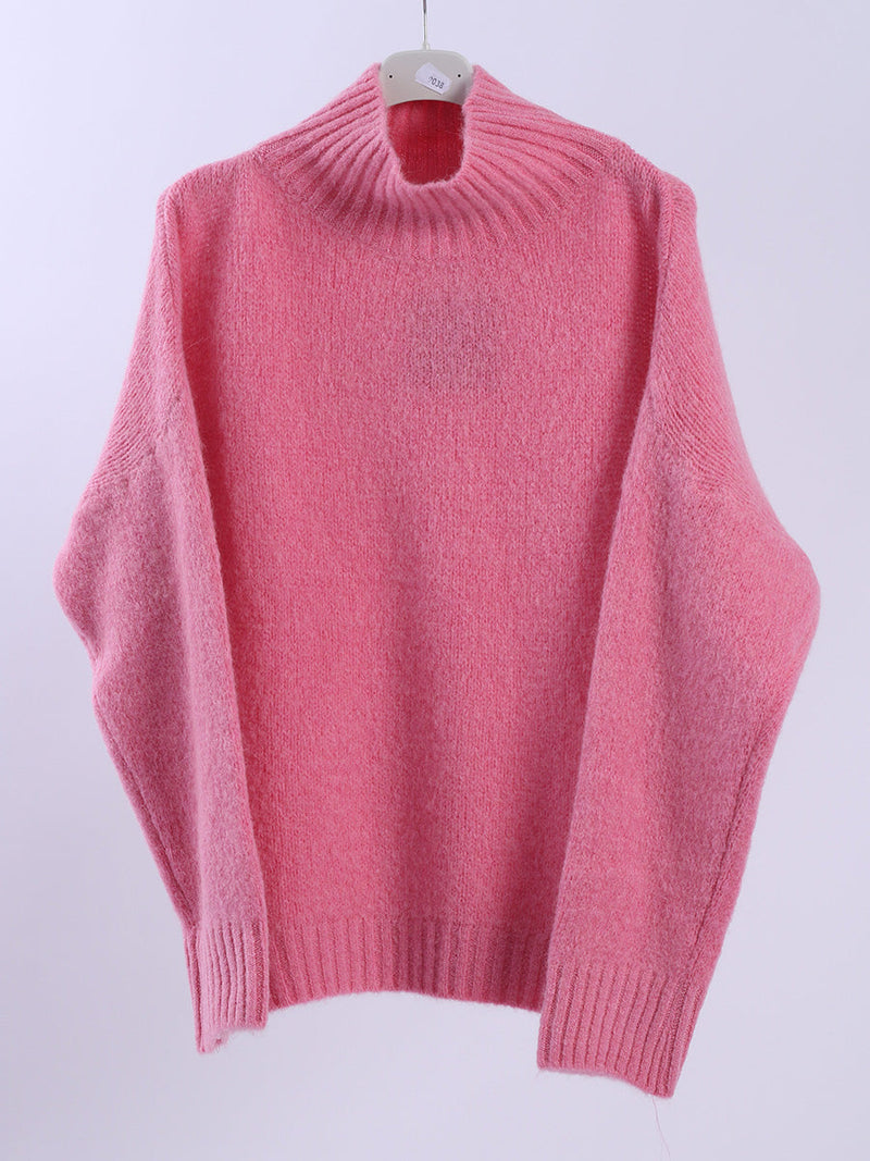 Knitted Crop Woolen Jumper Pink